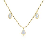 3 Water Drops CZ Silver Necklace SPE-3768-1MIC-GP
